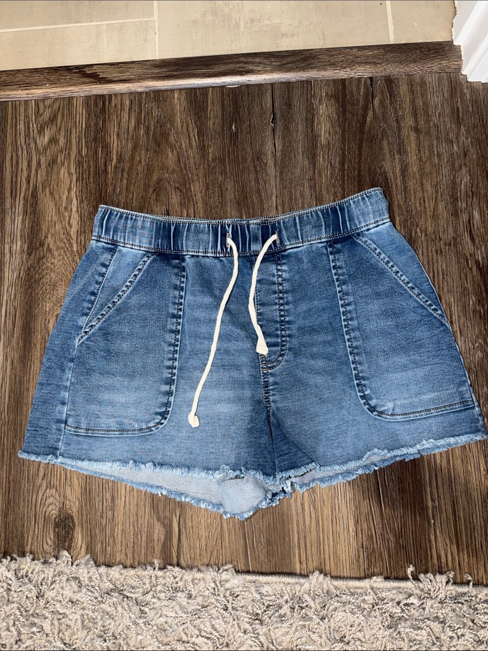 Rewash Blue Denim Drawstring Pocket Shorts